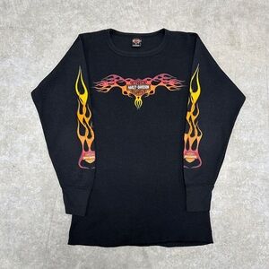 Vintage Harley Davidson Flame Sleeve Thermal